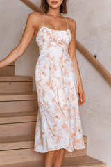 Linka Cami Strap Midi Dress Marble Print Orange