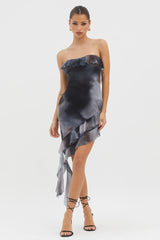 Won't Let Go Ruffle Trim Mini Dress Charcoal