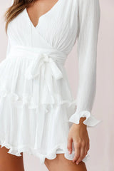 Greta Tiered Ruffle Chiffon Dress White