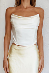 Sun Rose Strapless Crop Top Creme