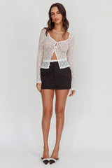 Starlit Sheer Lace Top White