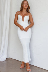 Nouveau U-Neckline Midi Dress White