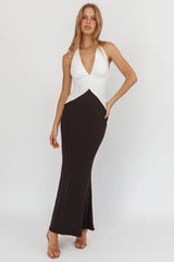 Lala Gathered Waist Maxi Dress White/Black