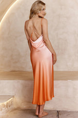 Moment With You Ruched Bust Midi Dress Gradient Orange