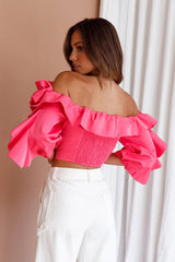 Midnight Mirage Puff Ruffle Crop Top Doll Pink