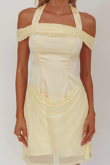 Matias Off-Shoulder Sleeve Halter Mini Dress Butter