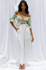 La Romana High Waisted Wide Leg Pants White