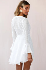 Viola Long Sleeve Wrap Dress White