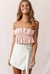 Thea Ruffle Crop Top Blush