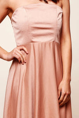 Mia Strapless A-Line Midi Dress Mocha