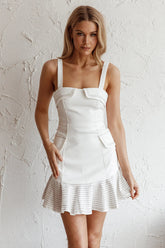 Riverside Ruffle Hem Mini Dress White