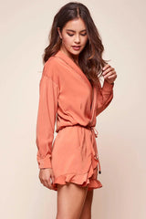 Hayley Classy Tuxedo Romper Orange Brick