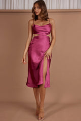 Midnight Muse Strappy Back Midi Dress Fuchsia