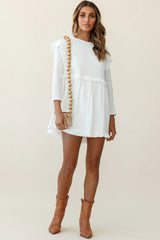 Marion Long Sleeve Shift Dress White
