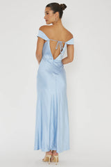 Lucinda Off-Shoulder V-Back Dress Blue
