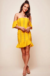 Natalia Off Shoulder Ruffle Trim Dress Mango