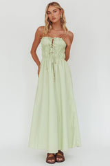 Remember When Tied Bodice Maxi Dress Sage