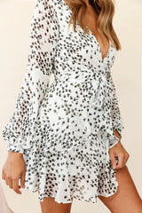 Kerry Layered Balloon Sleeve Dress Flower Print White