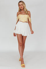 You Got It Tied Ruffle Skort White