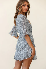 Wife Me Crew Neck Ruffle Insert Dress Polka Dot Black