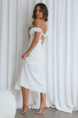 Nico Off-Shoulder Split Midi Dress White
