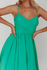 Salome Tied Back Knee Length Dress Green