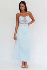 Wyatt Lace Twish Bust Maxi Dress Baby Blue