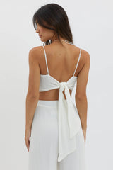 Light Energy Tie Back Crop Top White