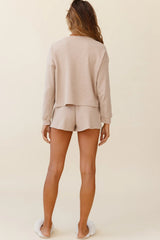 Sunday Dreaming Drawstring Waffle Knit Shorts Mocha