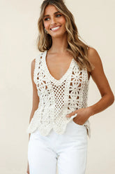 Kinsey Intricate Knit Sleeveless Top Natural