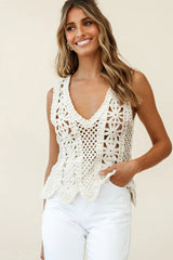 Kinsey Intricate Knit Sleeveless Top Natural