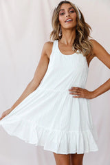 Heather Round Neck Swing Dress White
