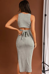 Moon River Plunging Neckline Midi Dress Sage