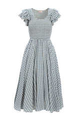 Hattie Dress in Dusty Teal Gingham