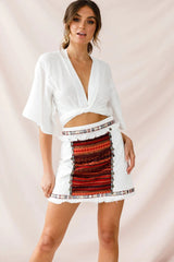 Inca Embellished Skirt White