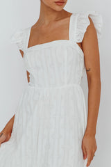 Greatest Hits Ruffle Strap Maxi Dress White