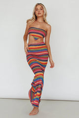Tulum Knit Midi Skirt Pink Multi