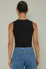 Mayra Crew Neck Crop Top Black