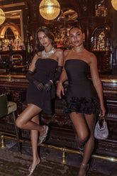 Leni Strapless Embellished Hem Mini Dress Black