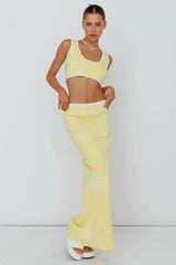 Sunland Knit Crop Top Flower Light Lemon