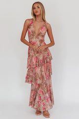 Veda Strappy Back Maxi Dress Roses Blush