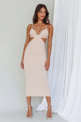 Sarita String Bust Midi Dress Beige