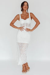 Milano Crochet Lace Midi Dress White