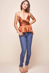 Laural Side-Tie Wrap Top Copper