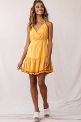 Lazy Days Tied Back Tassel Trim Dress Mustard