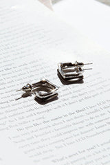 Maddox Small Square Hoop Earrings Silver