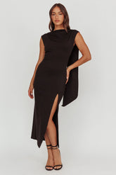 Looks Of Love Shoulder Sash Maxi Dress Black