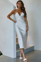 Ma Jolie Strapless Midi Dress Champagne