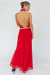 Vision Halterneck Midi Dress Cherry