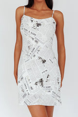 Manifest It Cami Strap Mini Dress Print Off White